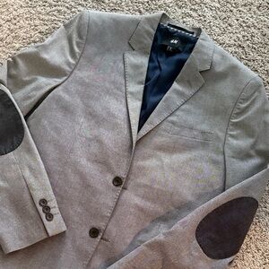 H&M Light Gray Blazer with Dark Elbow Patches